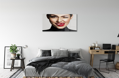 Pintura acrílica Mulher lábios vermelhos