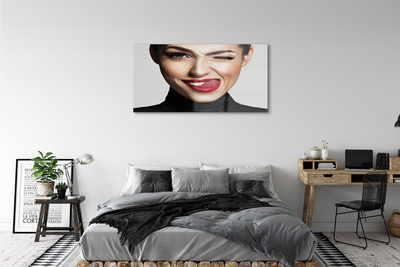 Pintura acrílica Mulher lábios vermelhos