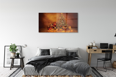 Pintura acrílica Presentes de árvore de Natal, luzes e decorações