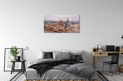 Pintura acrílica Panorama das igrejas de inverno de Cracóvia