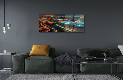 Pintura acrílica Panorama noturno do Rio Gdansk