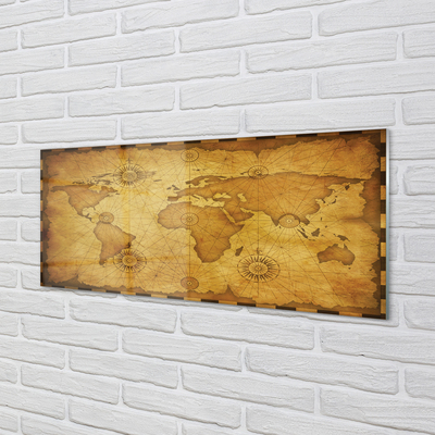 Quadro acrílico Mapa antigo, bordas queimadas