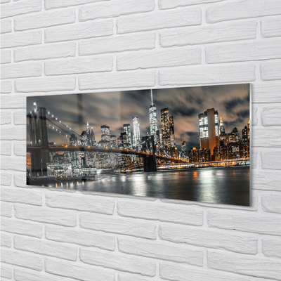 Pintura acrílica Panorama noturno da ponte