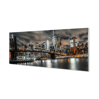 Pintura acrílica Panorama noturno da ponte