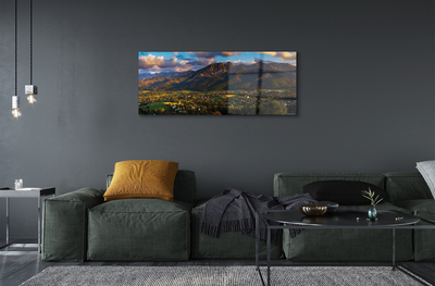 Pintura acrílica Pôr do sol na montanha