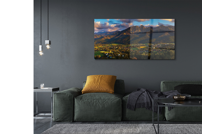 Pintura acrílica Pôr do sol na montanha