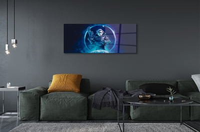 Quadro acrílico Mulher espacial lua