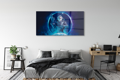 Quadro acrílico Mulher espacial lua
