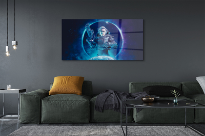 Quadro acrílico Mulher espacial lua