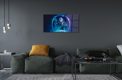 Quadro acrílico Mulher espacial lua