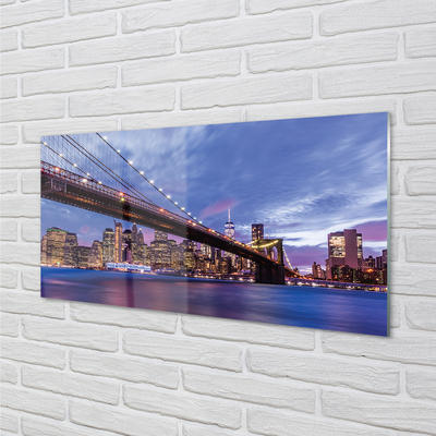 Quadro acrílico Ponte pôr do sol arranha-céus