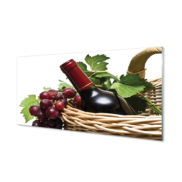 Quadro acrílico Cesta de uvas e vinho