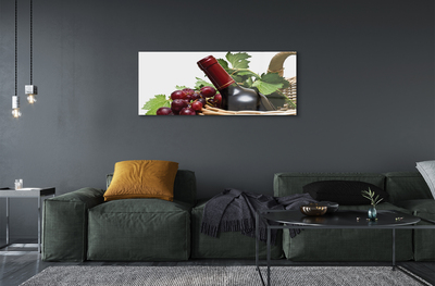 Quadro acrílico Cesta de uvas e vinho