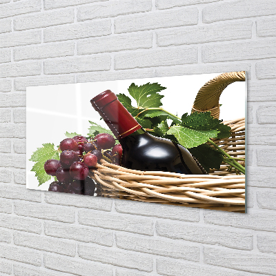 Quadro acrílico Cesta de uvas e vinho