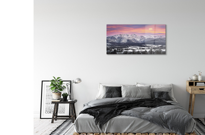 Pintura acrílica Montanhas neve de inverno