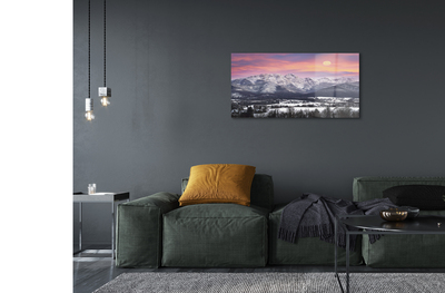 Pintura acrílica Montanhas neve de inverno