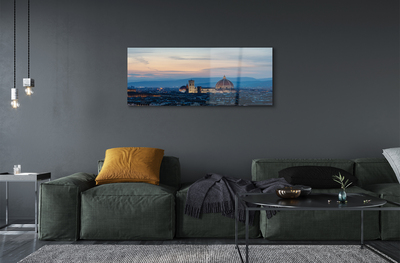 Pintura acrílica Panorama da Catedral da Itália à noite