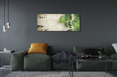 Quadro acrílico Coração de folhas de bétula