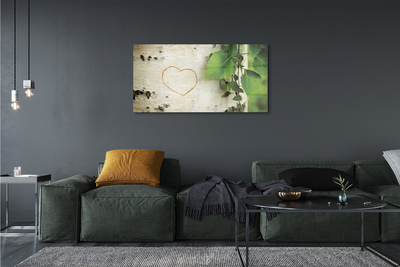 Quadro acrílico Coração de folhas de bétula