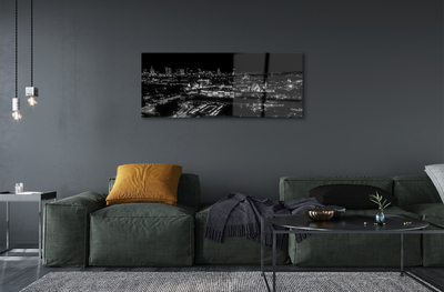 Quadro acrílico Panorama de Varsóvia: arranha-céus noturnos