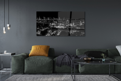 Quadro acrílico Panorama de Varsóvia: arranha-céus noturnos