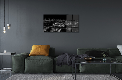 Quadro acrílico Panorama de Varsóvia: arranha-céus noturnos
