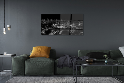 Quadro acrílico Panorama de Varsóvia: arranha-céus noturnos