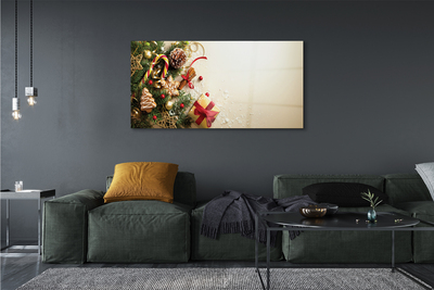 Pintura acrílica Galhos, presentes, pinhas, pão de gengibre