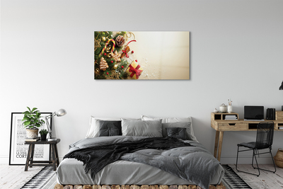 Pintura acrílica Galhos, presentes, pinhas, pão de gengibre