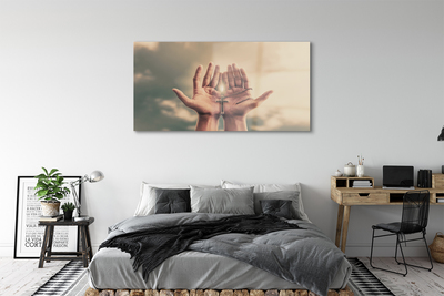 Quadro acrílico Mãos cruzam o céu