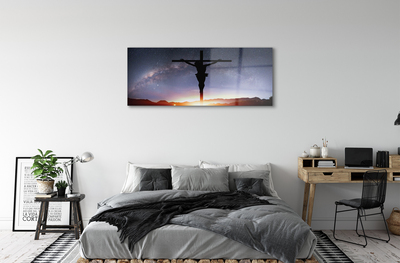 Pintura acrílica Jesus crucificado céu