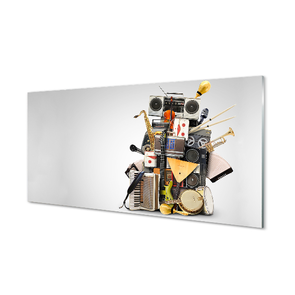 Quadro acrílico Ukulele com microfone de rádio