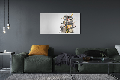 Quadro acrílico Ukulele com microfone de rádio