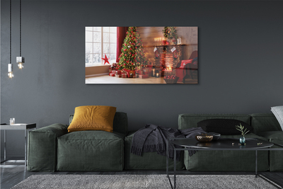 Quadro acrílico Árvores de Natal, presentes, decorações, lareira