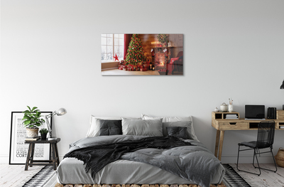 Quadro acrílico Árvores de Natal, presentes, decorações, lareira