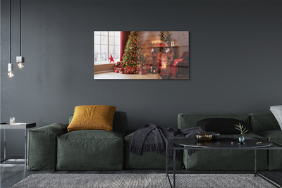 Quadro acrílico Árvores de Natal, presentes, decorações, lareira