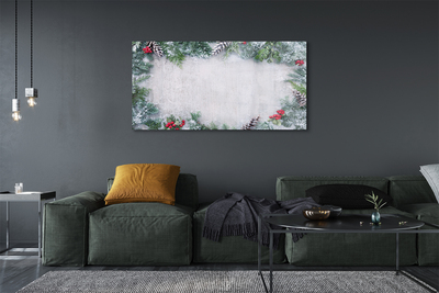 Quadro acrílico Galhos de pinhas de neve