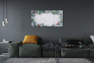 Quadro acrílico Galhos de pinhas de neve