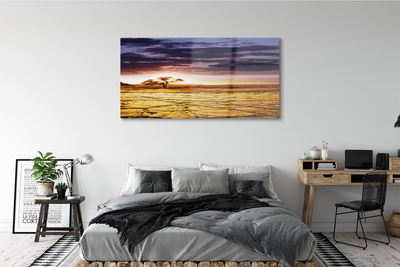 Pintura acrílica Nuvens árvores céu