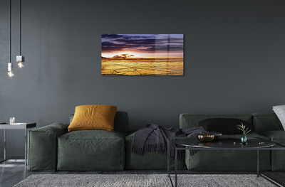 Pintura acrílica Nuvens árvores céu