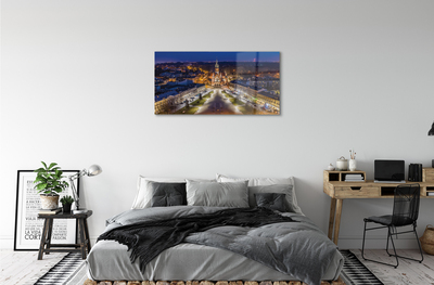 Quadro acrílico Panorama da igreja noturna de Cracóvia