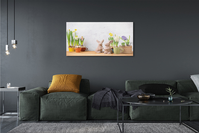 Pintura acrílica Coelhos de flores