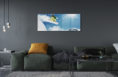 Quadro acrílico Homem de snowboard nas montanhas
