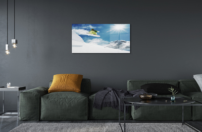 Quadro acrílico Homem de snowboard nas montanhas