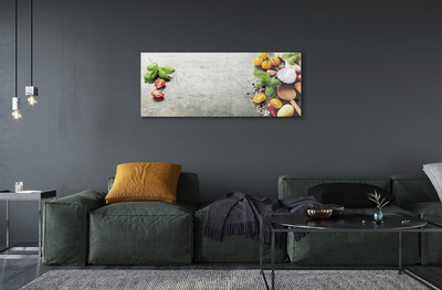 Quadro acrílico Pimenta, sal, cebola roxa