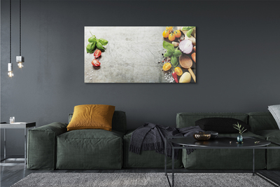 Quadro acrílico Pimenta, sal, cebola roxa