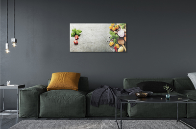 Quadro acrílico Pimenta, sal, cebola roxa