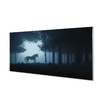 Quadro acrílico Unicórnio da noite da floresta