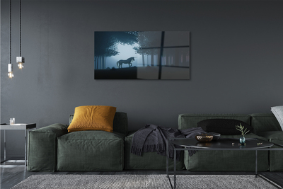 Quadro acrílico Unicórnio da noite da floresta