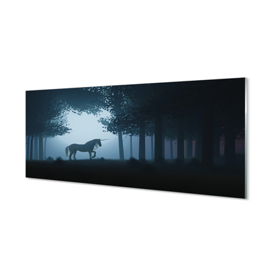 Quadro acrílico Unicórnio da noite da floresta